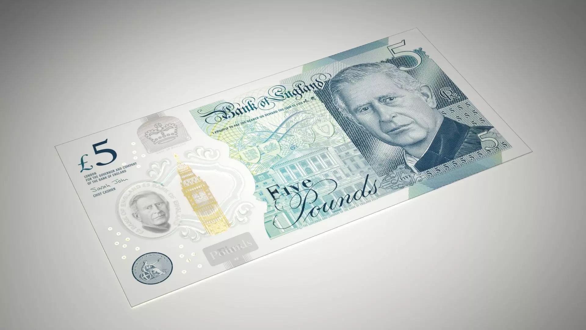 New Five Pound Note Low-poly 3D model_0