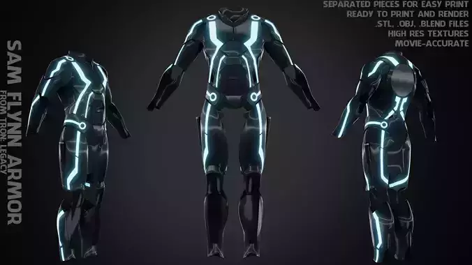 Tron Legacy Sam Flynn Armor for Cosplay 3D print model