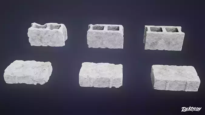 INDUSTRIAL - Concrete Bricks 01 - LOW POLY AND NANITE