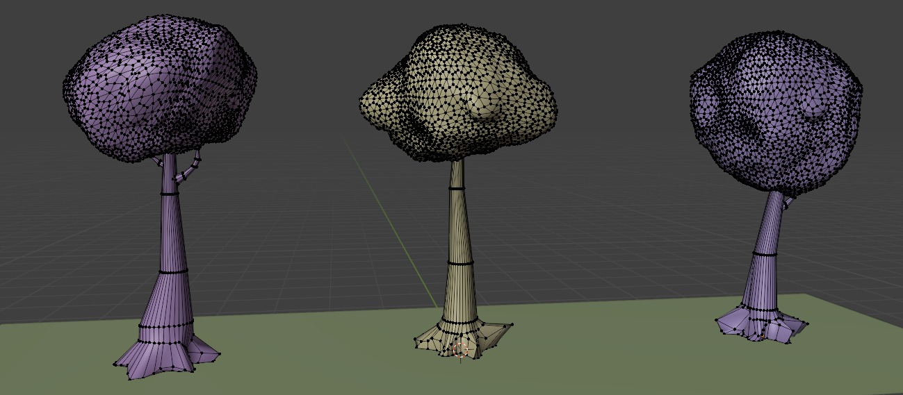 Trees stylized model for video games and animations Low-poly 3D model_4
