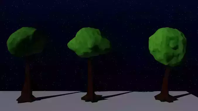 Trees stylized model for video games and animations Low-poly 3D model