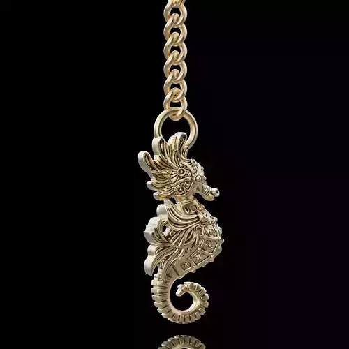 Seahorse key holder silver gold jewelry printable 3d model 3D print model
