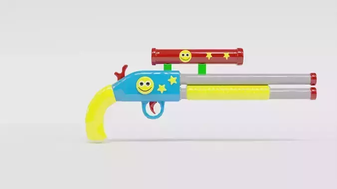 Colorful Smiley Toy Gun 3D Model  Games Animations  Fun Scenes