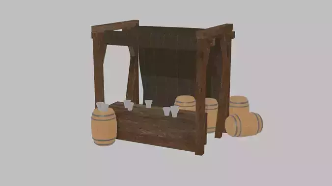 Low Poly Medieval Bar Market