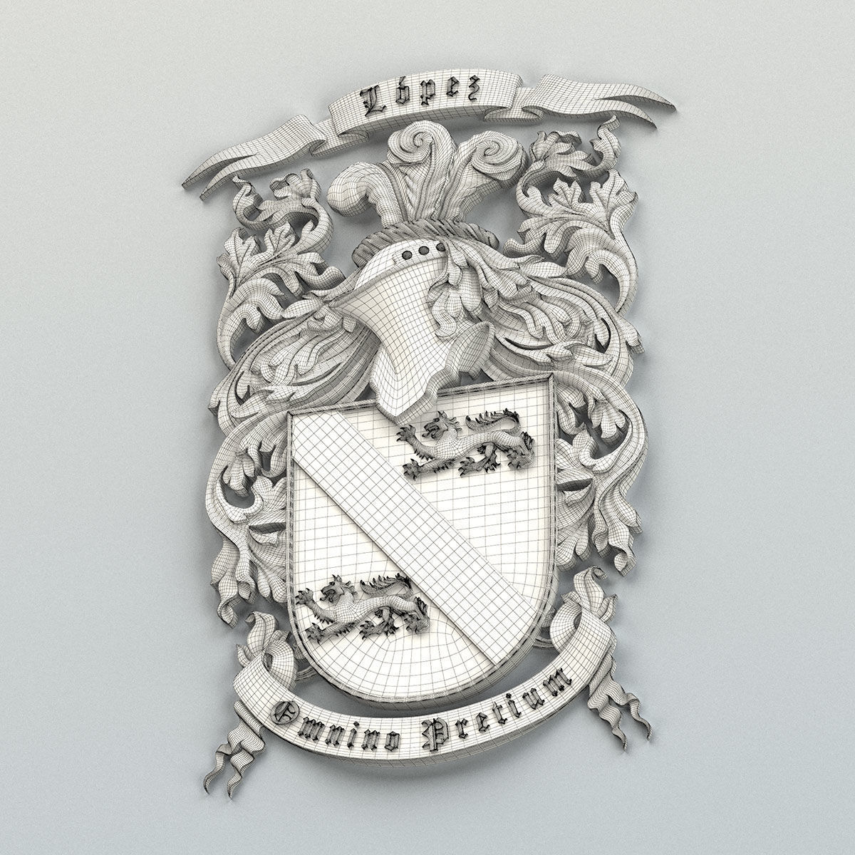 Coat of arms decorative 011 3D model_9