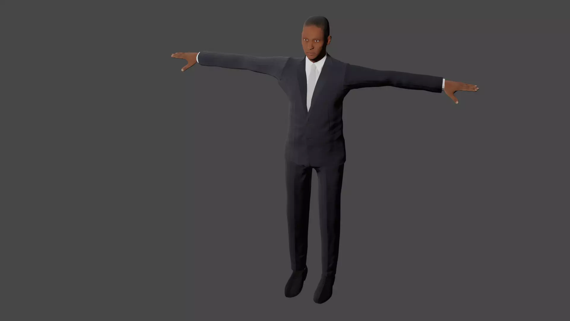 Man in suit with rig and animations Low-poly 3D model_0