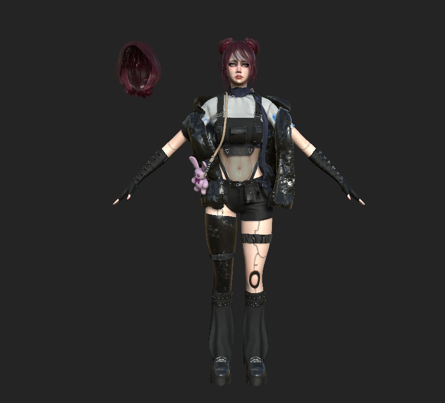 Cyber Girl - Game Ready Low-poly 3D model_7
