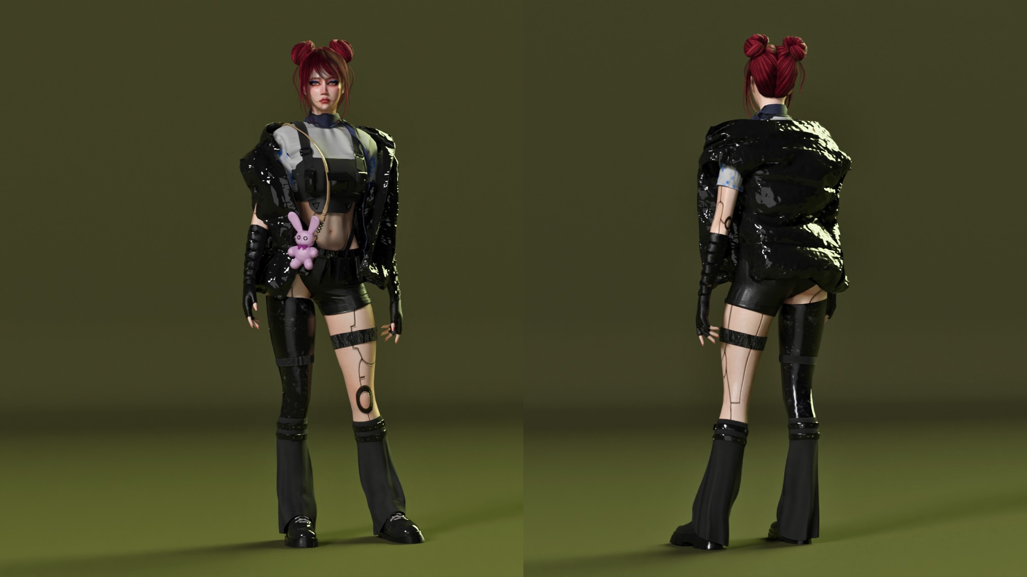 Cyber Girl - Game Ready Low-poly 3D model_1