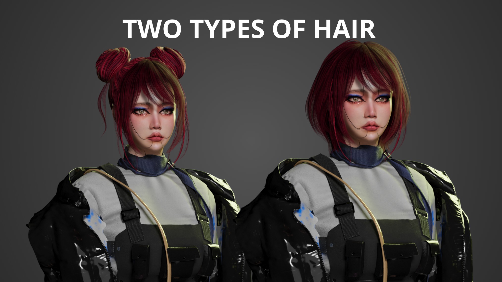 Cyber Girl - Game Ready Low-poly 3D model_3