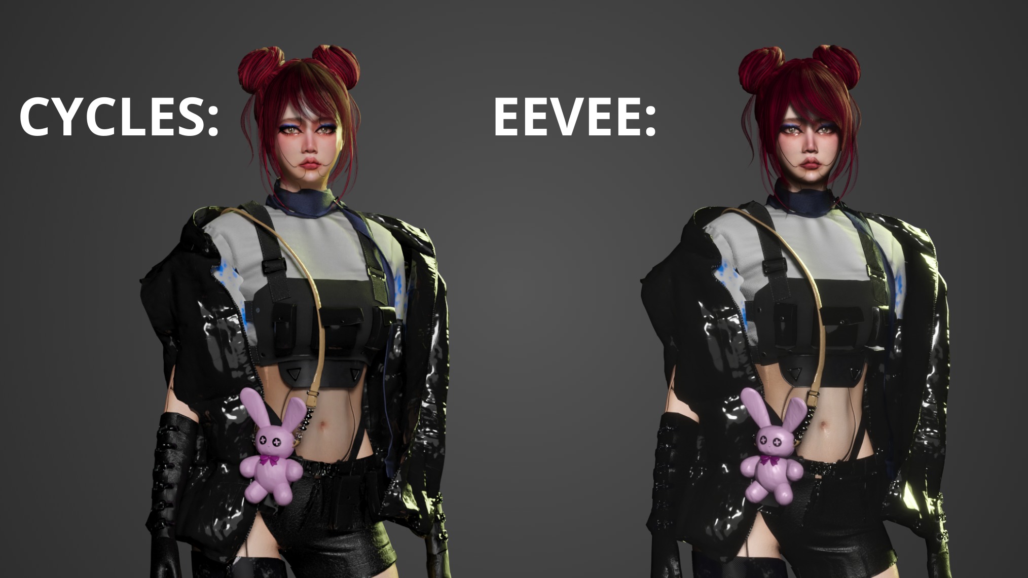 Cyber Girl - Game Ready Low-poly 3D model_2