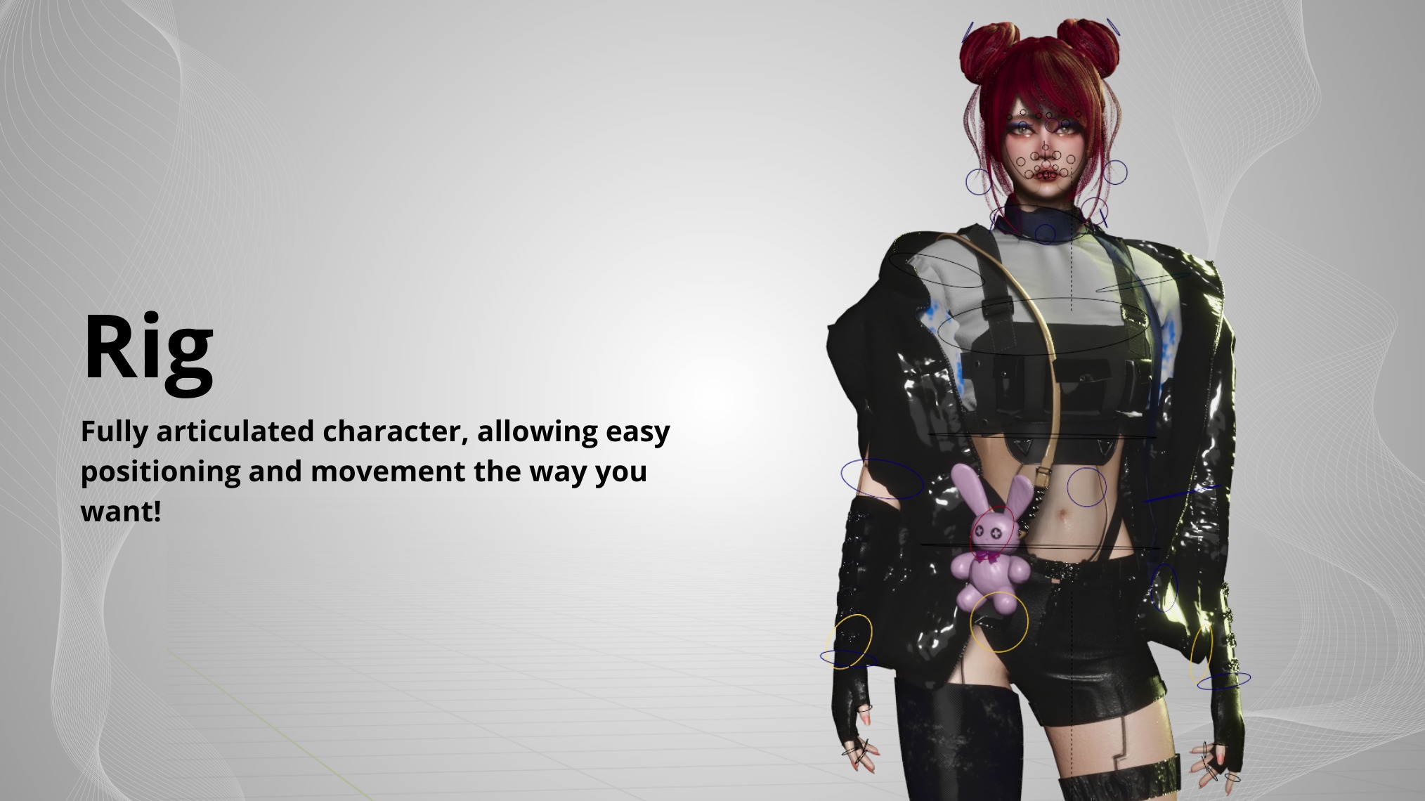 Cyber Girl - Game Ready Low-poly 3D model_4