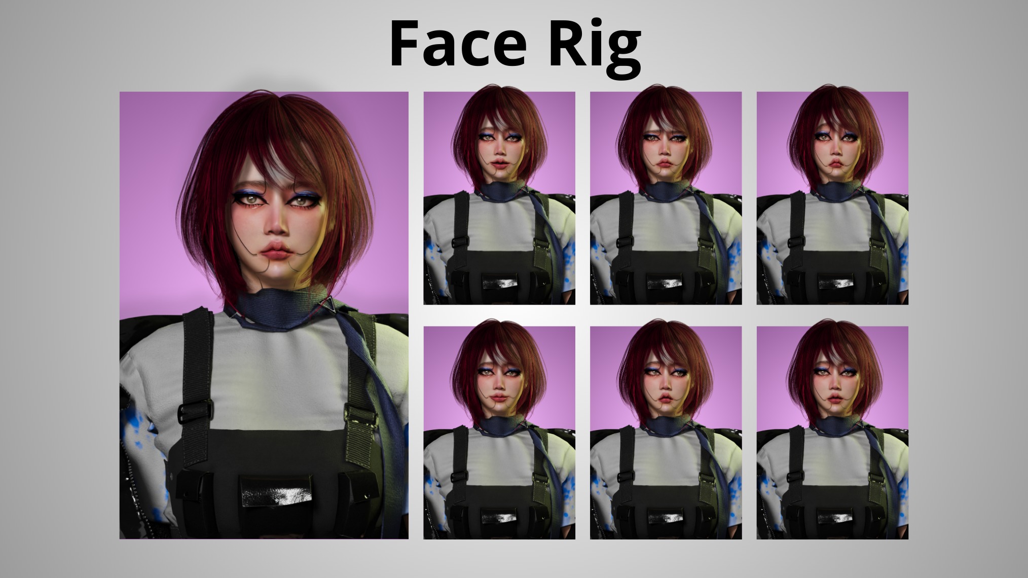 Cyber Girl - Game Ready Low-poly 3D model_5