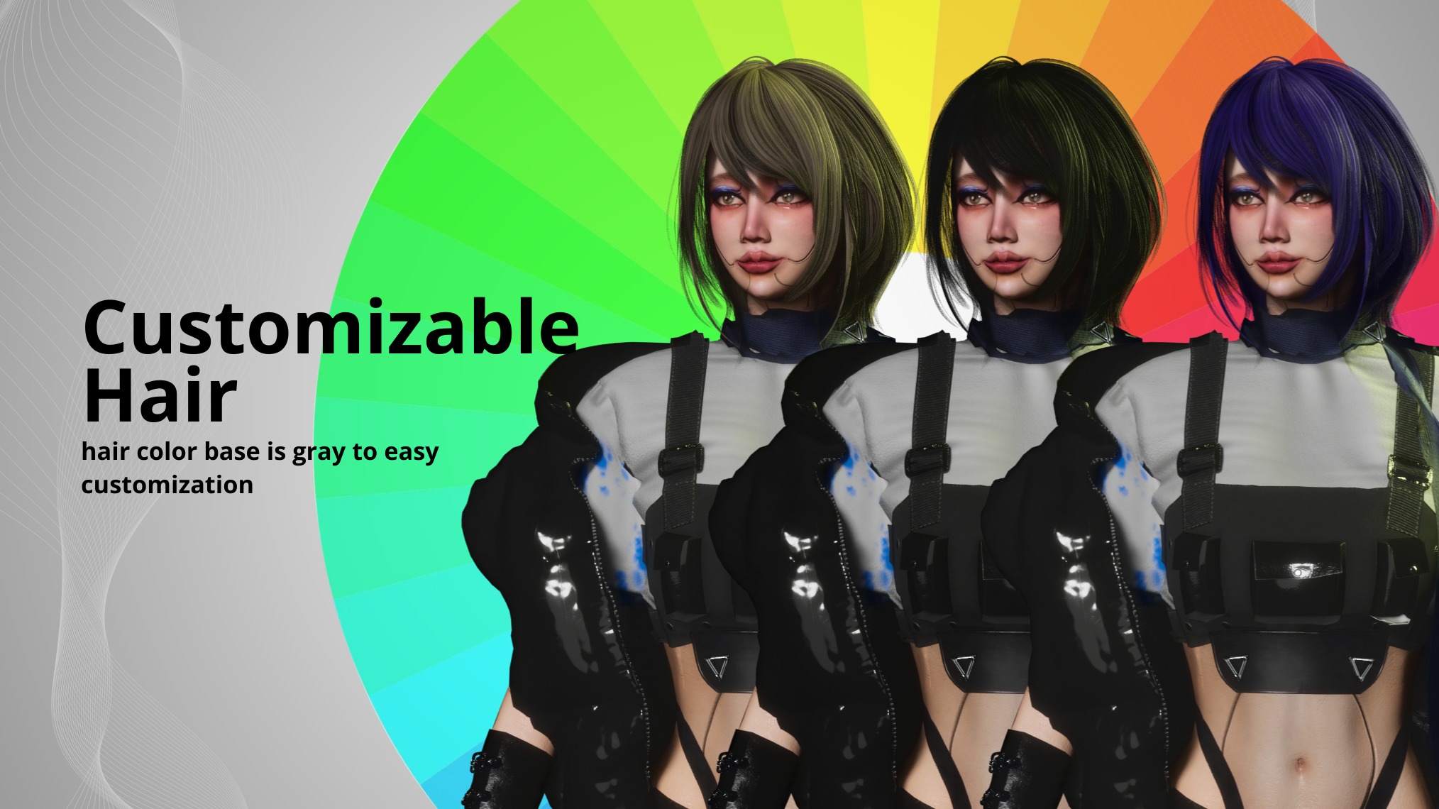 Cyber Girl - Game Ready Low-poly 3D model_6