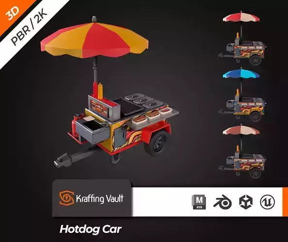 Hotdog Car Low-poly 3D model