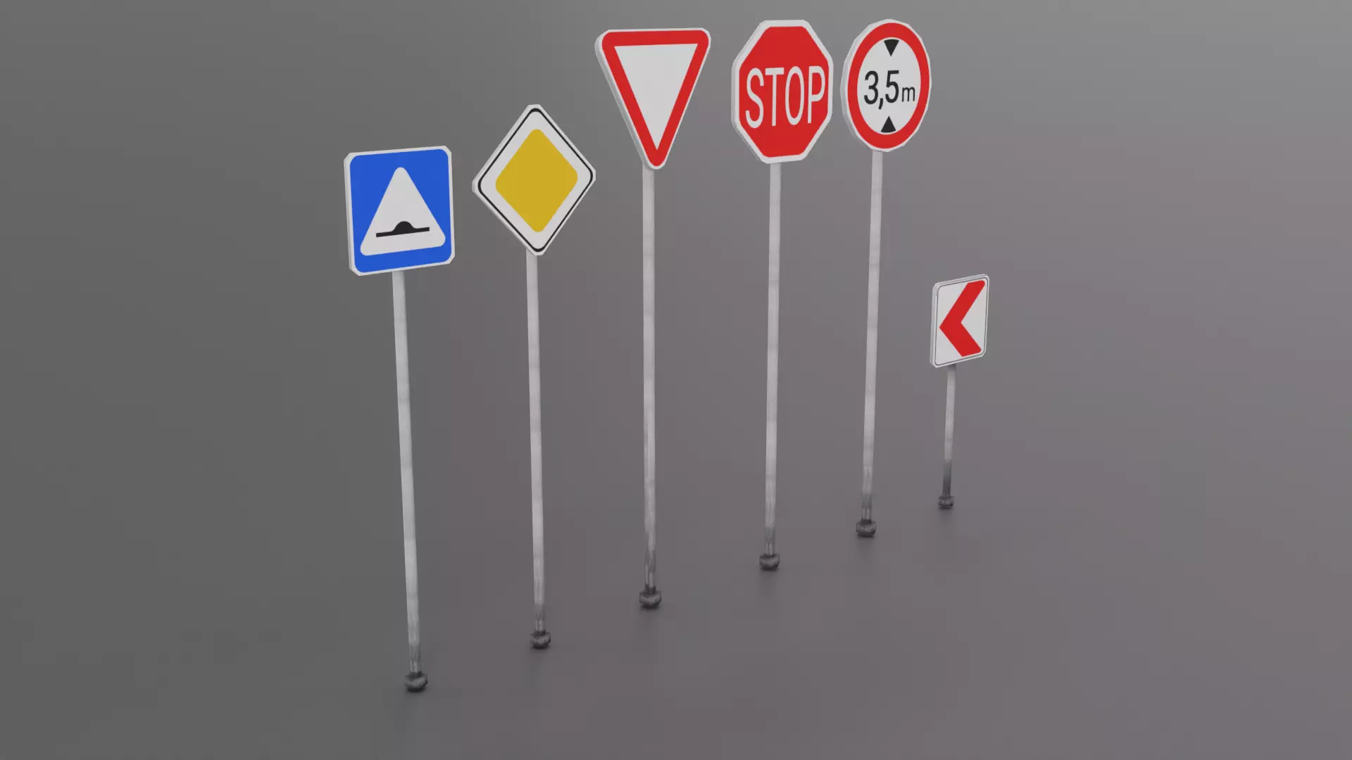 City Road Signs Part 2 Low-poly 3D model_0