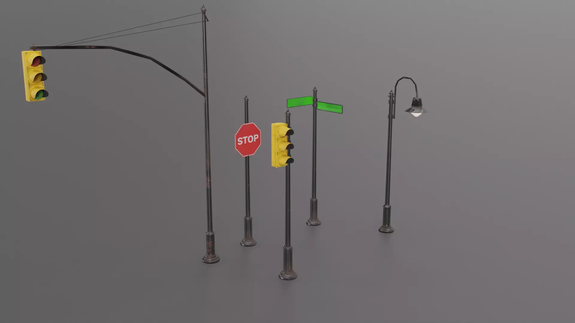 City Traffic Lights Low-poly 3D model_0