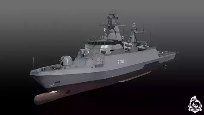 German Braunschweig class corvette game-ready Low-poly 3D model