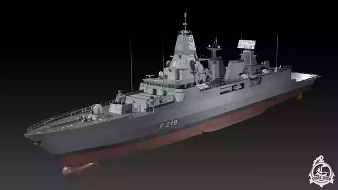 Germa Sachsen class Frigate game ready Low-poly 3D model