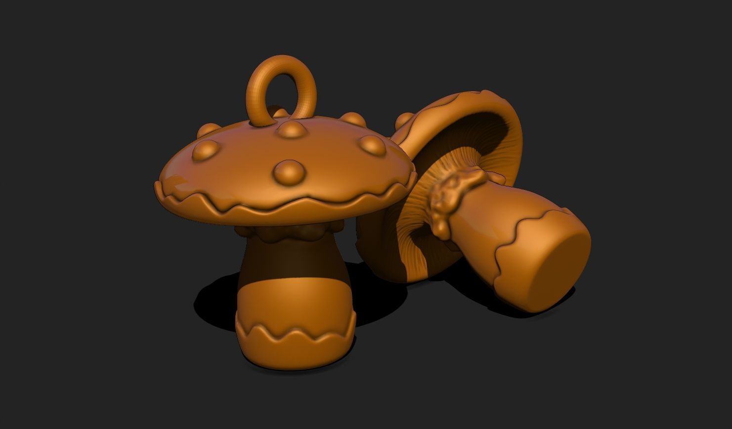 Mushroom Pendant - Necklace - Jewelry - Keychain 3D print model_9