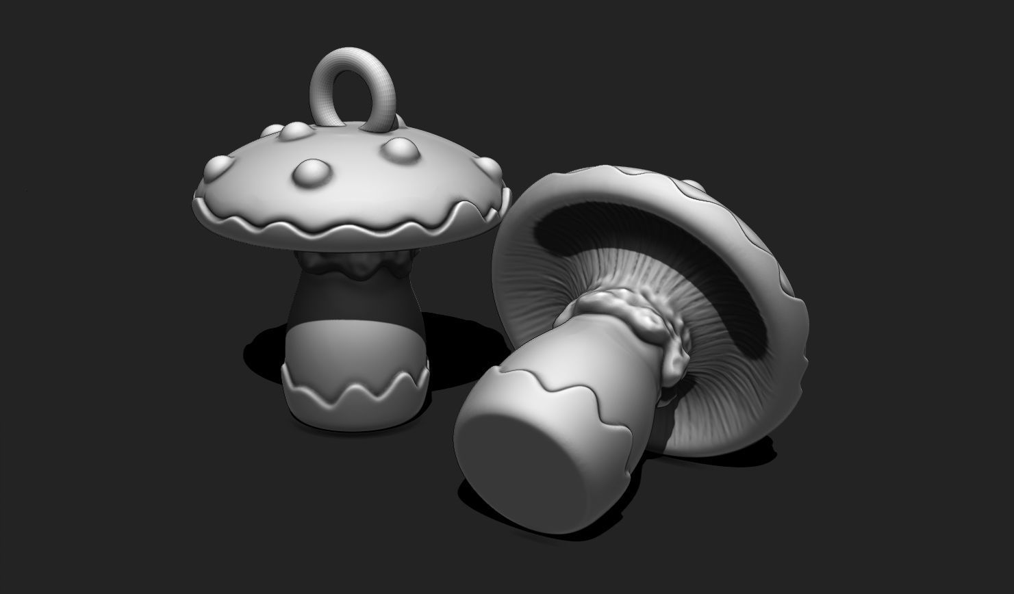 Mushroom Pendant - Necklace - Jewelry - Keychain 3D print model_4