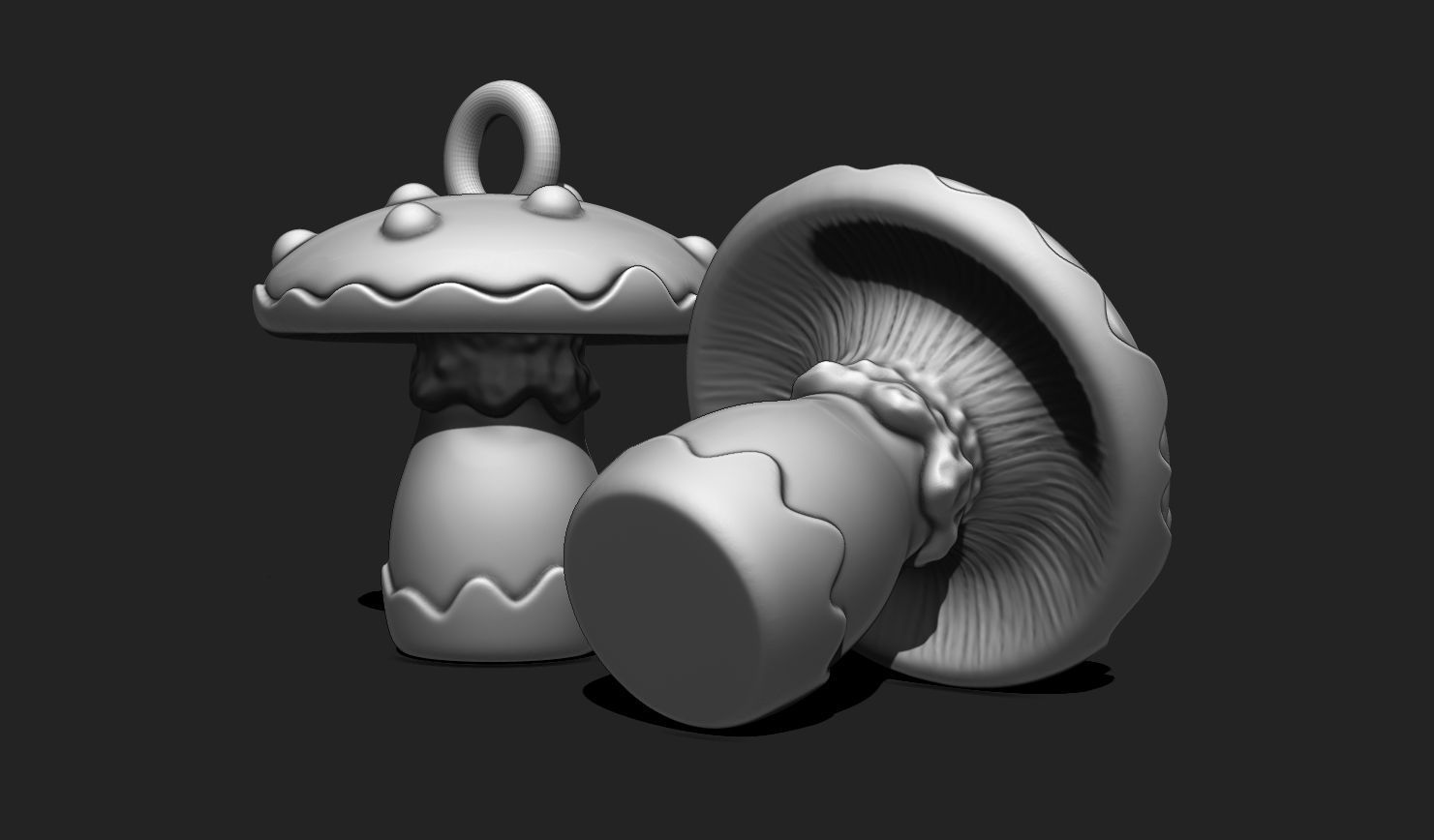 Mushroom Pendant - Necklace - Jewelry - Keychain 3D print model_8