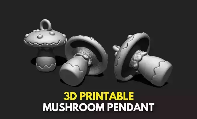 Mushroom Pendant - Necklace - Jewelry - Keychain 3D print model