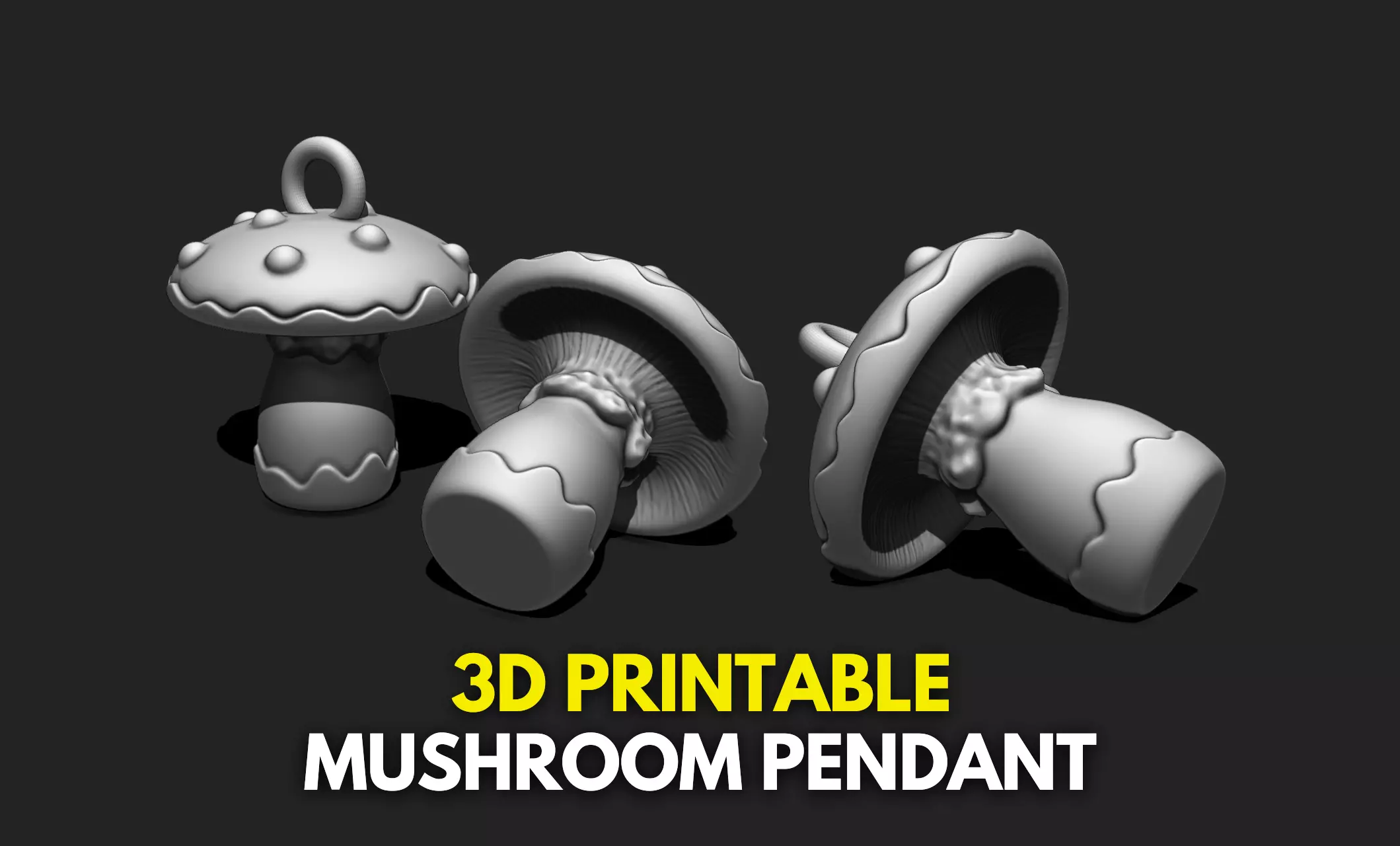 Mushroom Pendant - Necklace - Jewelry - Keychain 3D print model_0