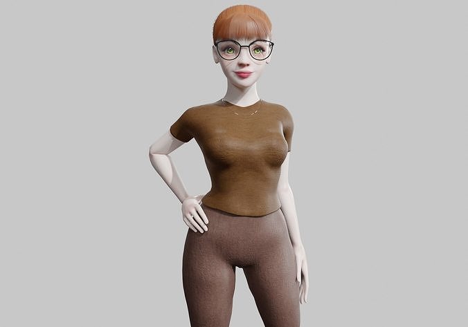 teen Pretty Woman V24273  Low-poly 3D model