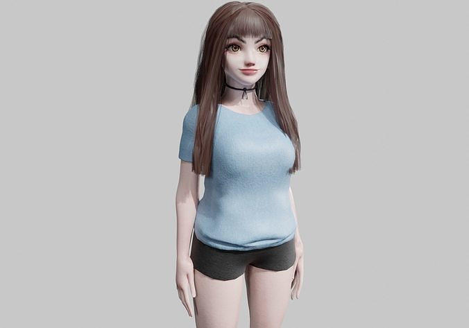 cute Young Woman V37980  Low-poly 3D model