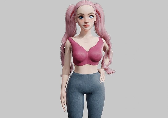 cute teen woman V34805  Low-poly 3D model