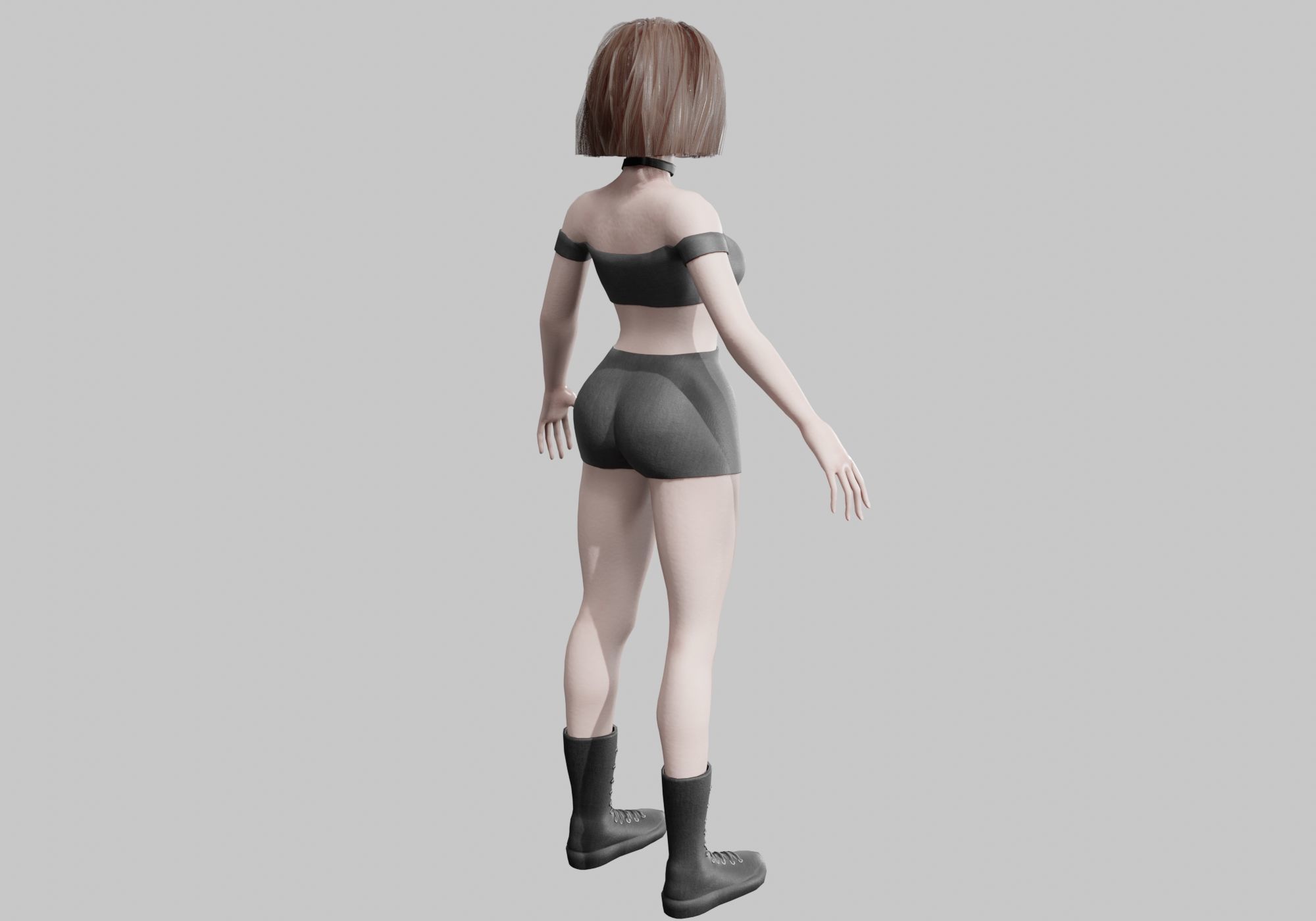 cute Standard Woman V37650  Low-poly 3D model_5