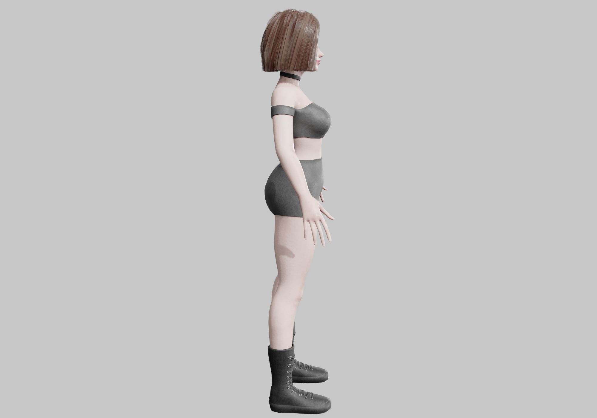 cute Standard Woman V37650  Low-poly 3D model_4
