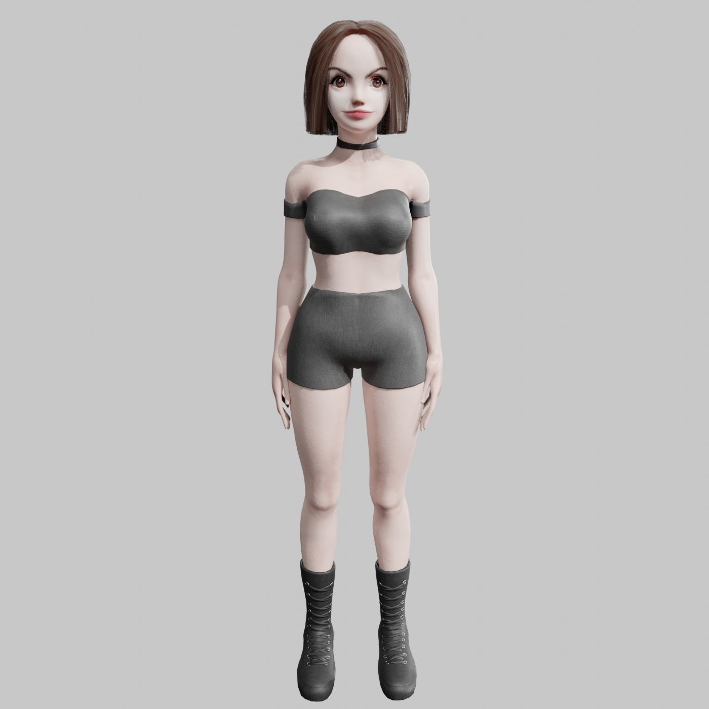 cute Standard Woman V37650  Low-poly 3D model_9
