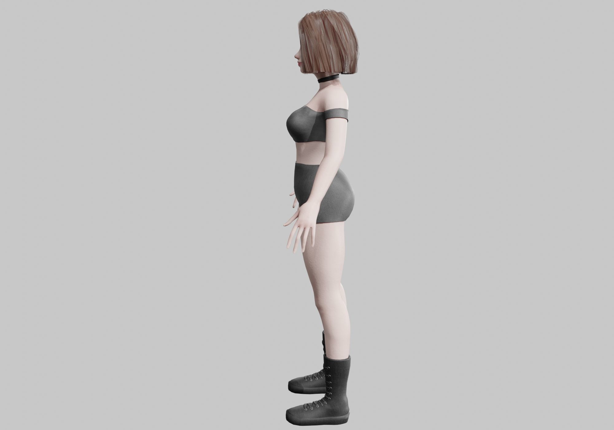 cute Standard Woman V37650  Low-poly 3D model_7
