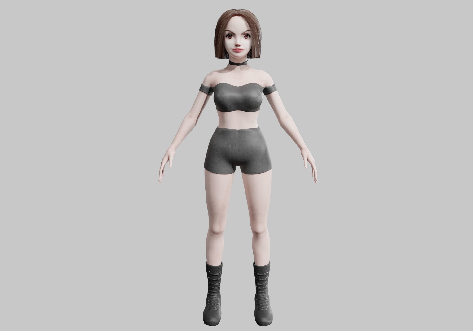 cute Standard Woman V37650  Low-poly 3D model_1