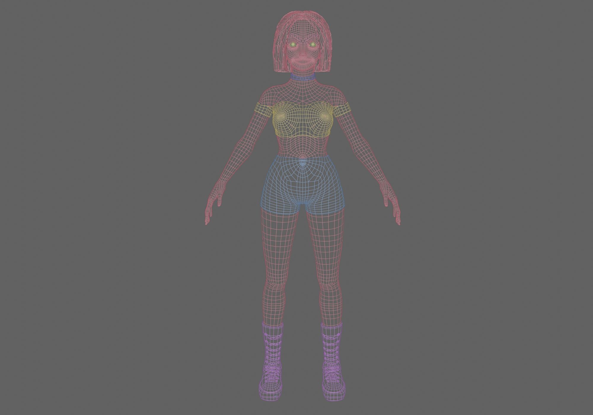 cute Standard Woman V37650  Low-poly 3D model_10