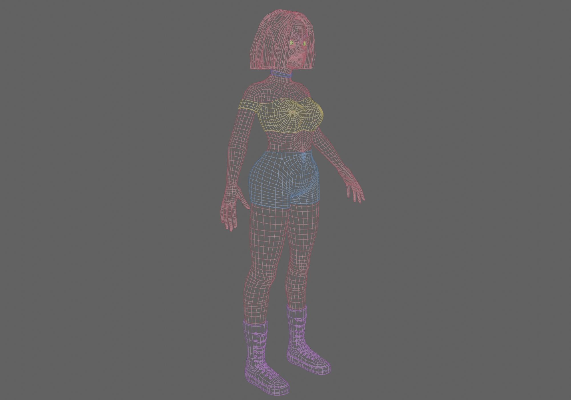 cute Standard Woman V37650  Low-poly 3D model_11