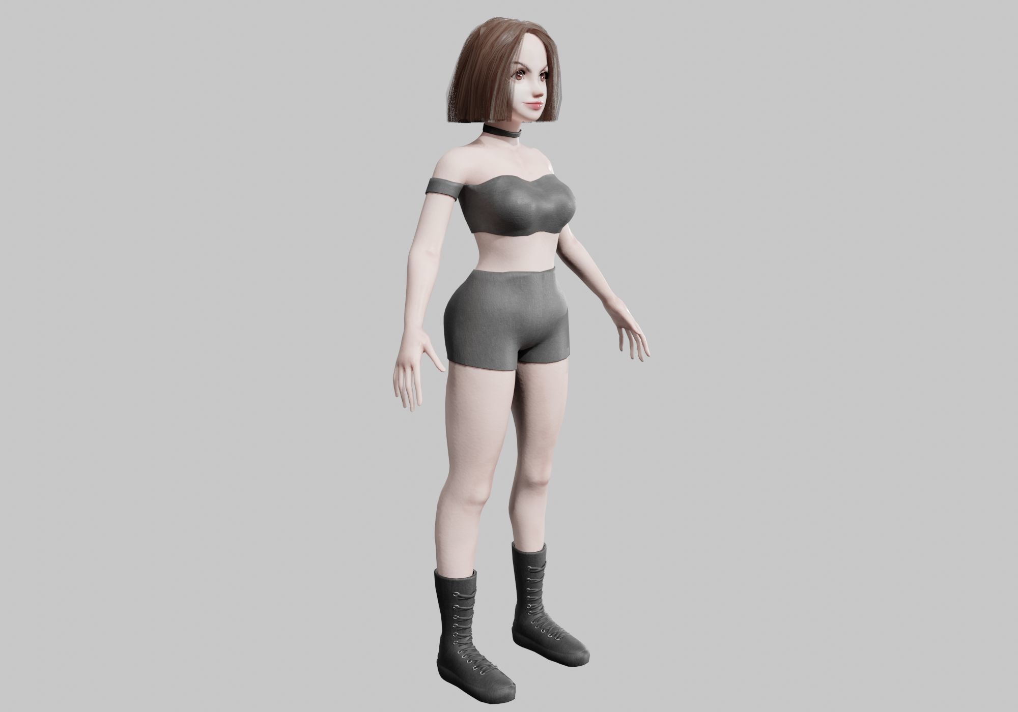 cute Standard Woman V37650  Low-poly 3D model_3