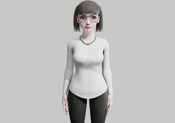 cute cool woman V24841  Low-poly 3D model
