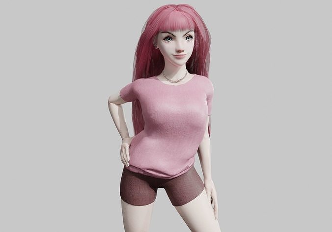 Beautiful cute Woman V35826  Low-poly 3D model