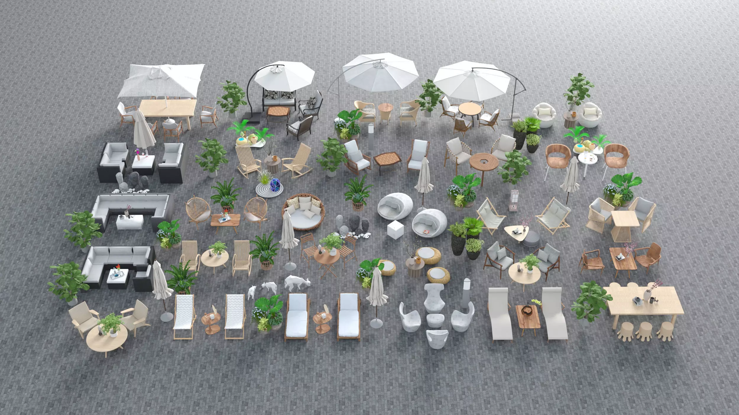 Outdoor Seating Low-poly 3D model_0