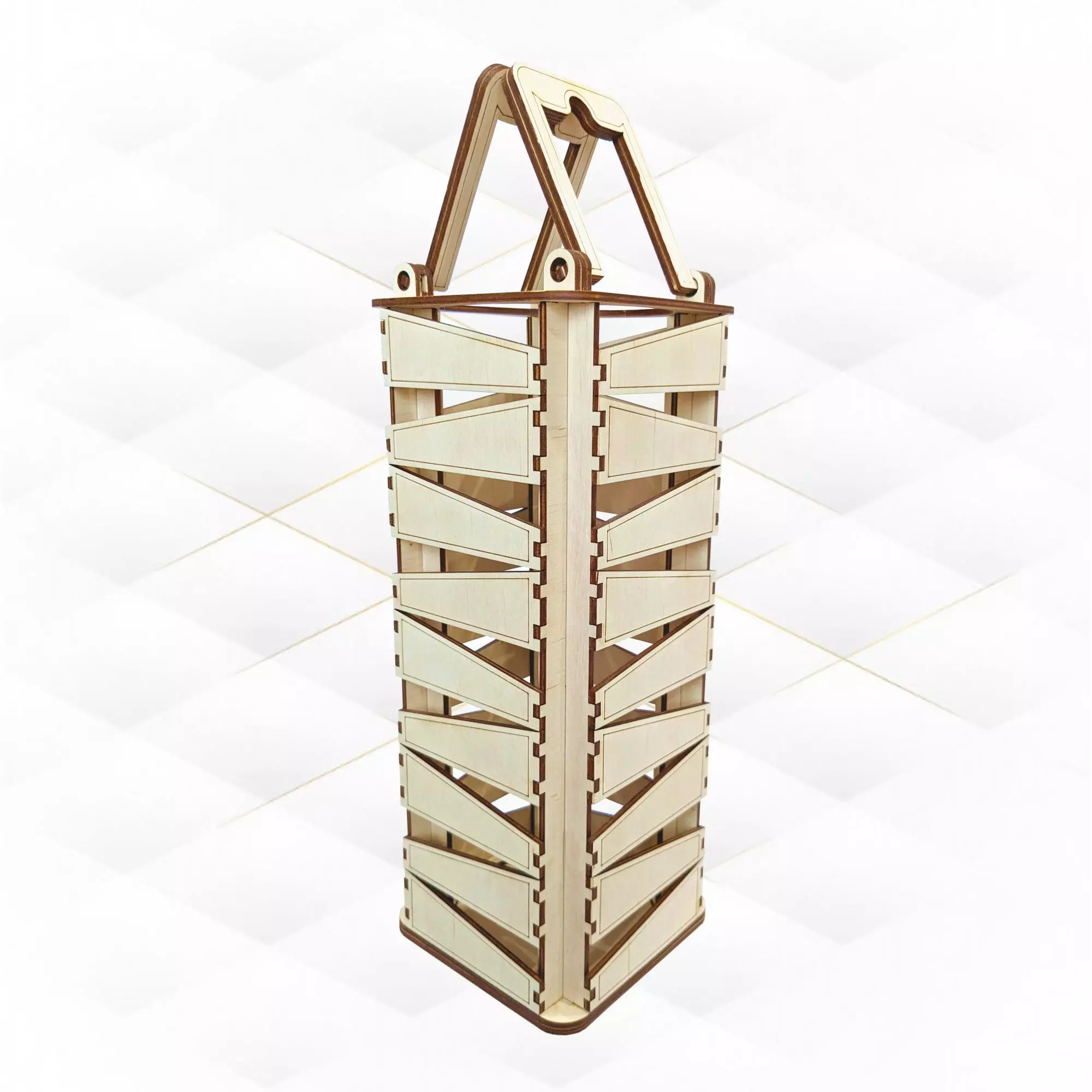 Gift wine bottle box laser cutting design 3D print model_0