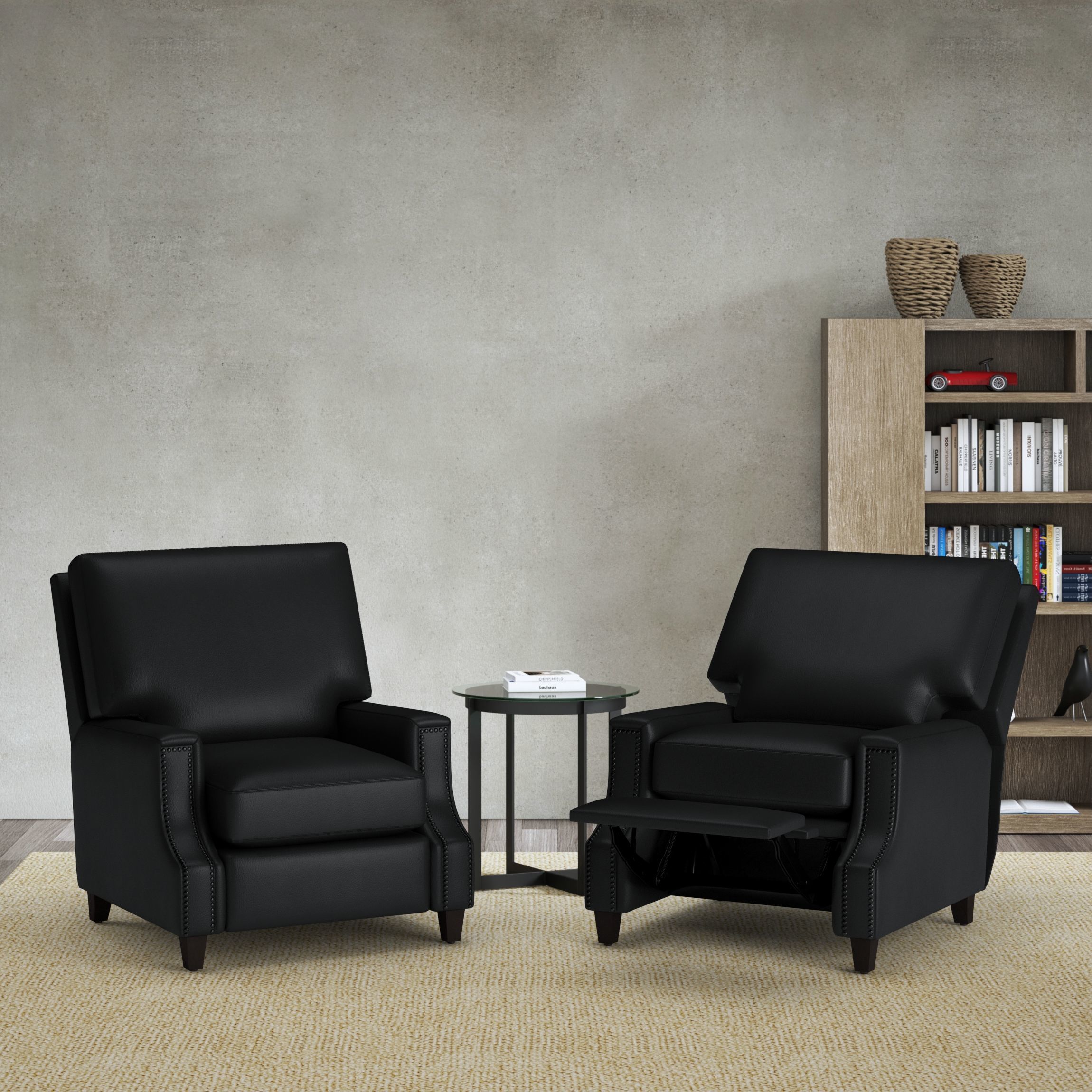 James Square Arm Leather Recliner by Pottery Barn 3D model_1