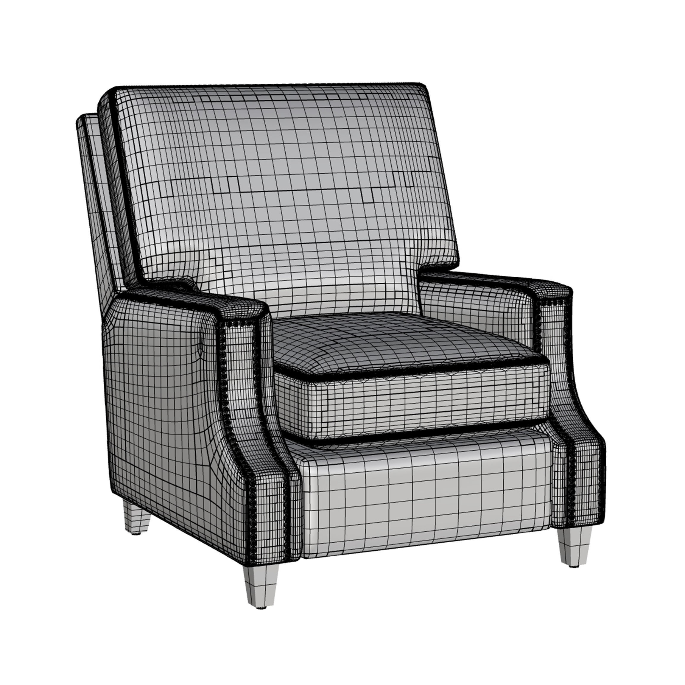 James Square Arm Leather Recliner by Pottery Barn 3D model_9