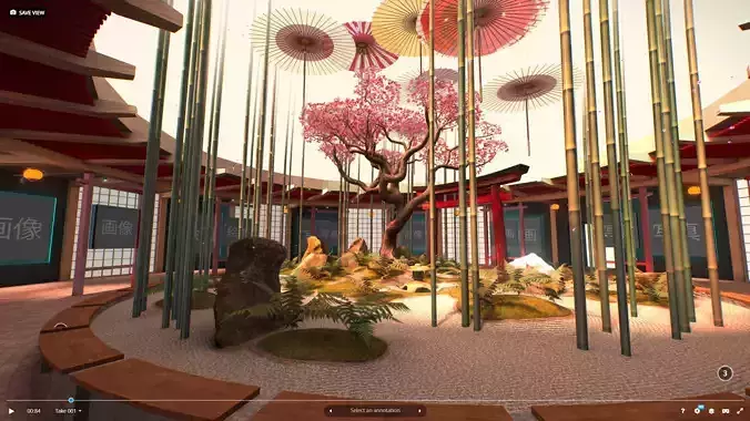 G0026 VR Virtual Reality Art Gallery Japanese Story Low-poly 3D model
