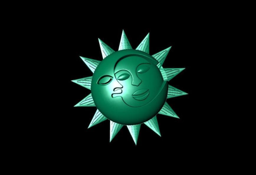 Sun and Moon Pendant 3D Model 3D print model_2
