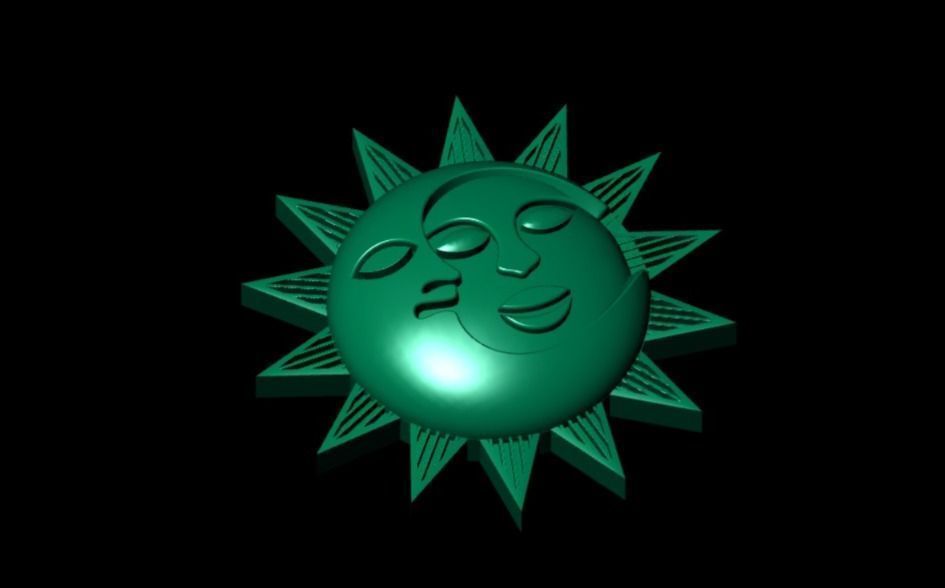 Sun and Moon Pendant 3D Model 3D print model_1