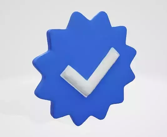 Blue Tick Icon 3D Asset 3D model