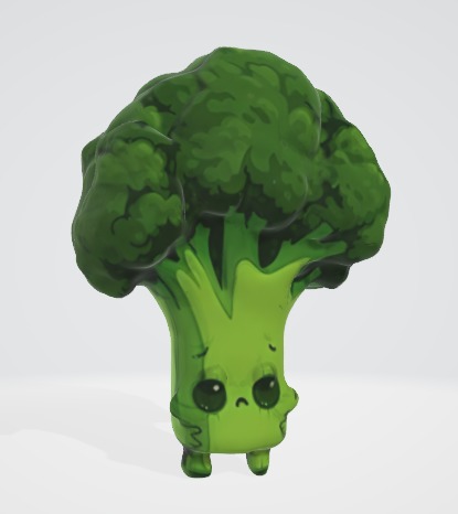 Sad Cartoon Broccoli 3D Asset 3D model_4