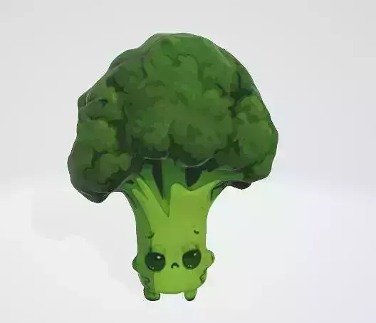 Sad Cartoon Broccoli 3D Asset 3D model